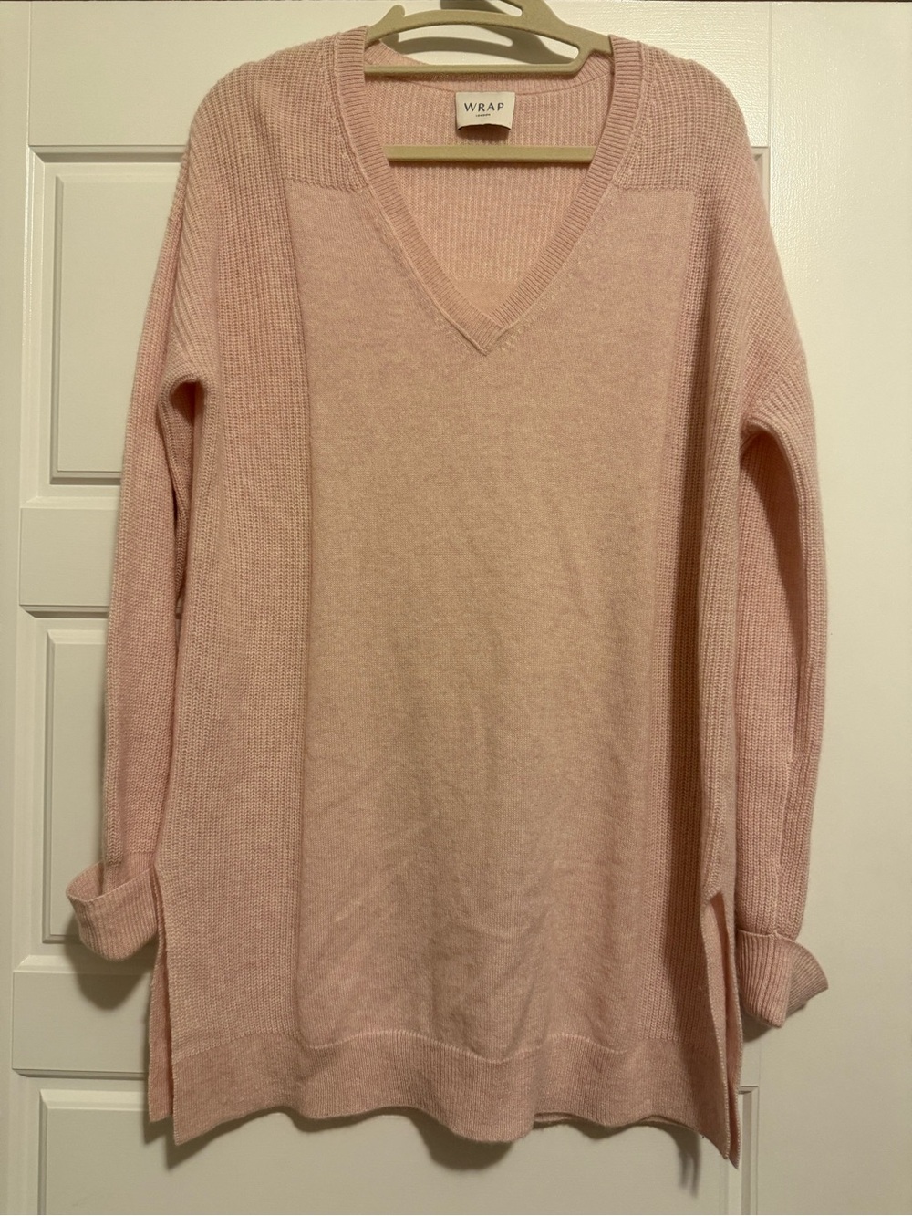 WRAP London 100% Cashmere Pink V-Neck Tunic Sweater Size 4/6